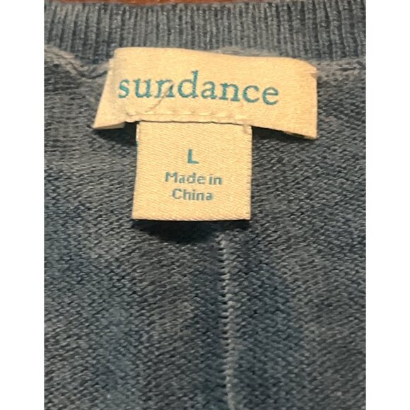 Sundance Laurette Sweater Tee Blue V-Neck Knit Womens Top L - Picture 5 of 7